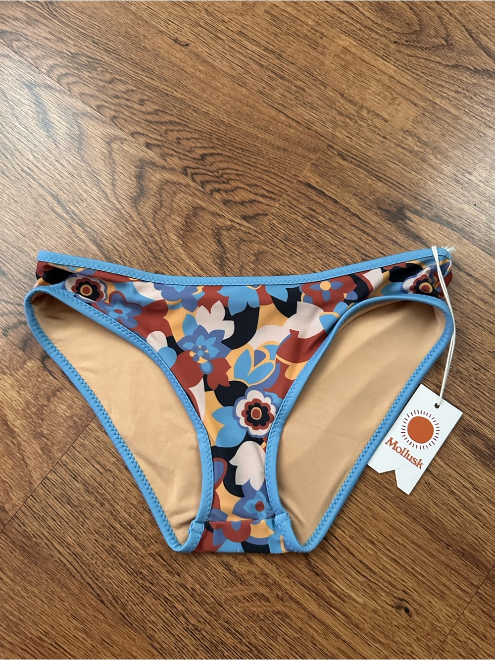 Mollusk Oona blue bouquet Blue Floral Hipster Bikini Bottom size XS summer beach